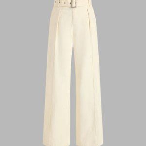 NWT Ivory Solid Pants With Belt